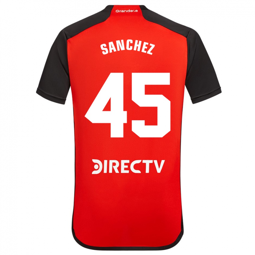 Hombre Camiseta Sebastián Sánchez #45 Rojo Negro Blanco 2ª Equipación 2024/25 La Camisa Chile