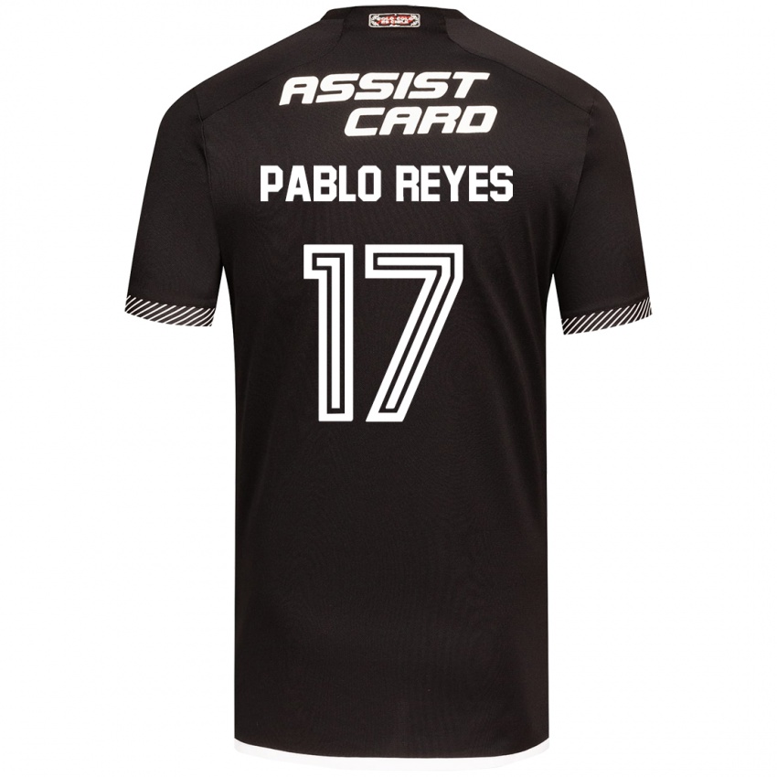 Hombre Camiseta Juan Pablo Reyes #17 Blanco Negro 2ª Equipación 2024/25 La Camisa Chile