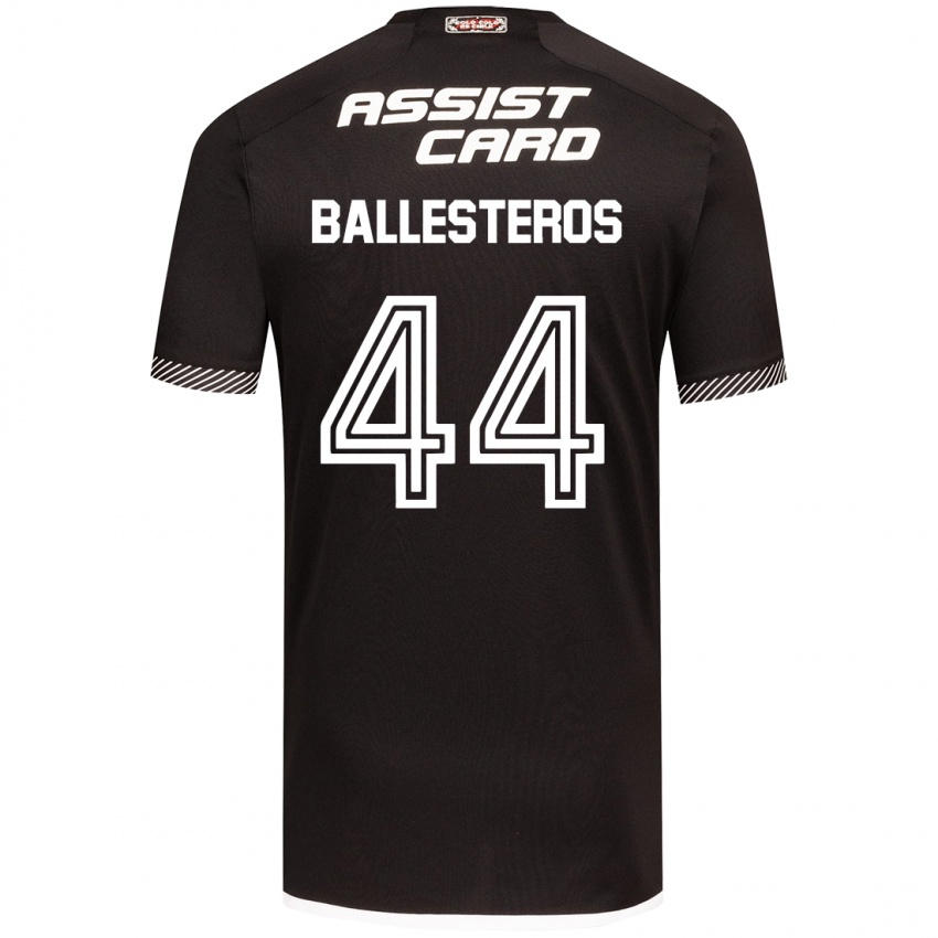 Hombre Camiseta Martín Ballesteros #44 Blanco Negro 2ª Equipación 2024/25 La Camisa Chile