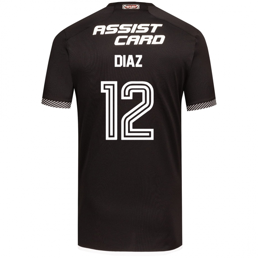 Hombre Camiseta Javiera Díaz #12 Blanco Negro 2ª Equipación 2024/25 La Camisa Chile