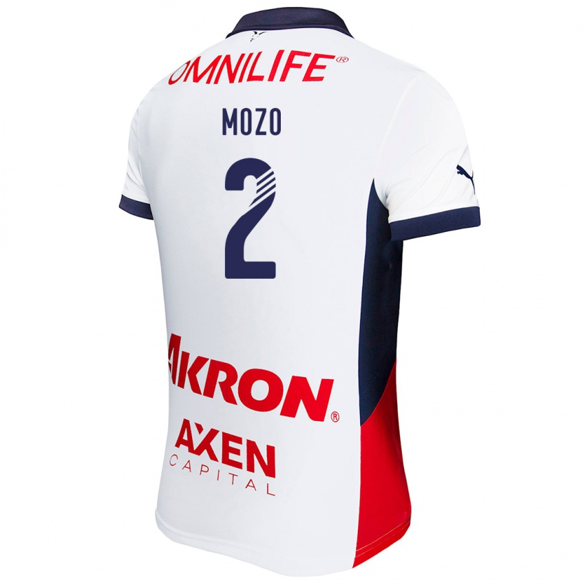 Hombre Camiseta Alan Mozo #2 Blanco Rojo Azul 2ª Equipación 2024/25 La Camisa Chile