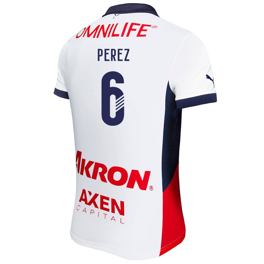 Hombre Camiseta Pável Pérez #6 Blanco Rojo Azul 2ª Equipación 2024/25 La Camisa Chile