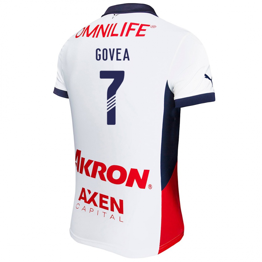 Hombre Camiseta Omar Govea #7 Blanco Rojo Azul 2ª Equipación 2024/25 La Camisa Chile