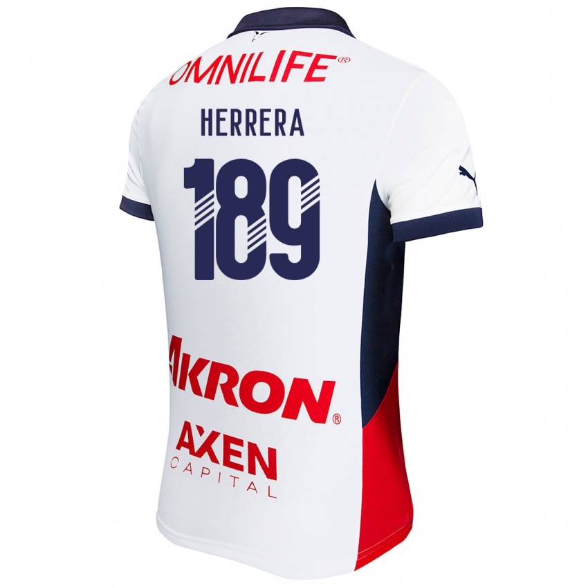 Hombre Camiseta Antonio Herrera #189 Blanco Rojo Azul 2ª Equipación 2024/25 La Camisa Chile