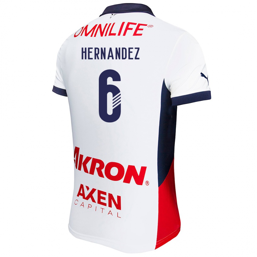 Hombre Camiseta Ana Camila Hernández #6 Blanco Rojo Azul 2ª Equipación 2024/25 La Camisa Chile