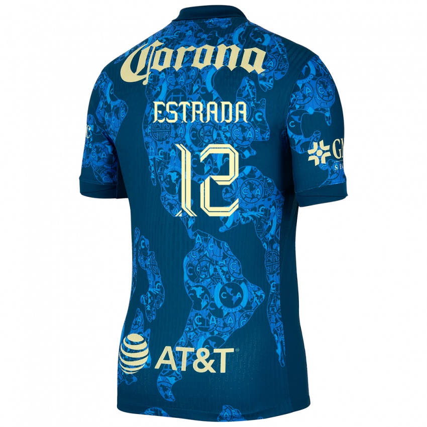 Hombre Camiseta Jonathan Estrada #12 Azul Amarillo 2ª Equipación 2024/25 La Camisa Chile