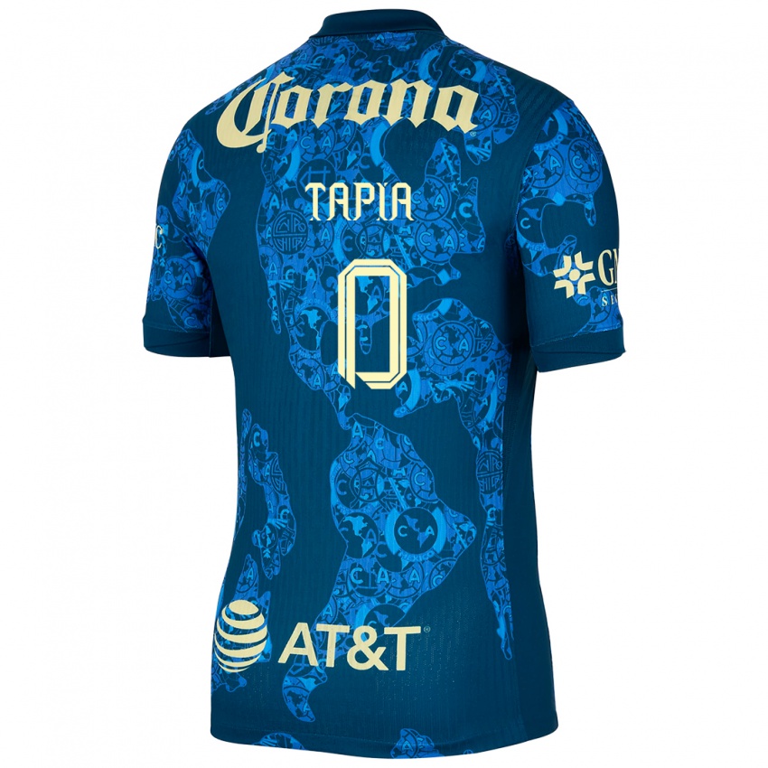 Hombre Camiseta Leonardo Tapia #0 Azul Amarillo 2ª Equipación 2024/25 La Camisa Chile