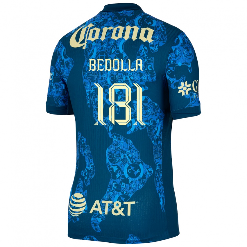 Hombre Camiseta Paolo Bedolla #181 Azul Amarillo 2ª Equipación 2024/25 La Camisa Chile