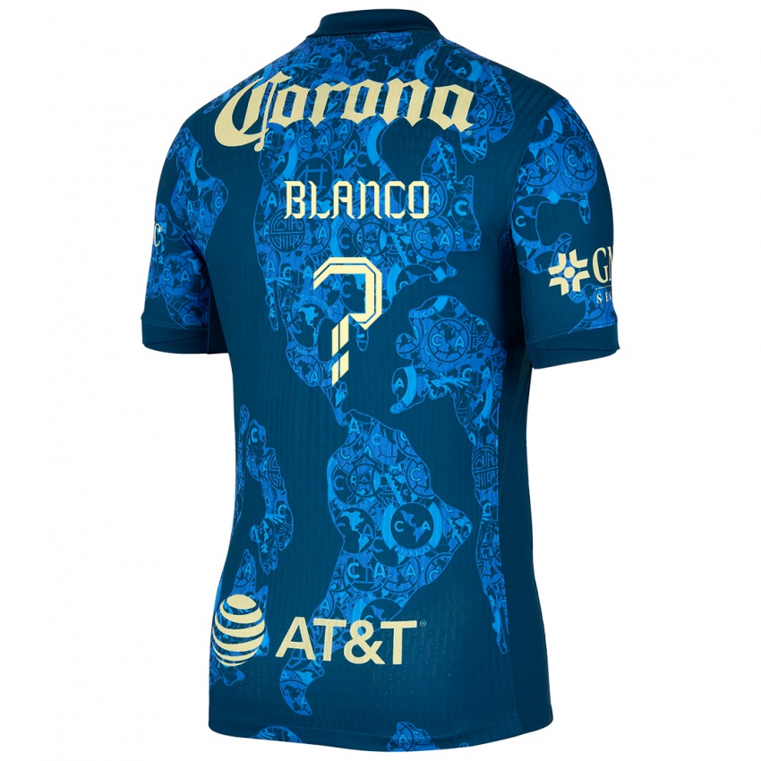 Hombre Camiseta Lionel Blanco #0 Azul Amarillo 2ª Equipación 2024/25 La Camisa Chile