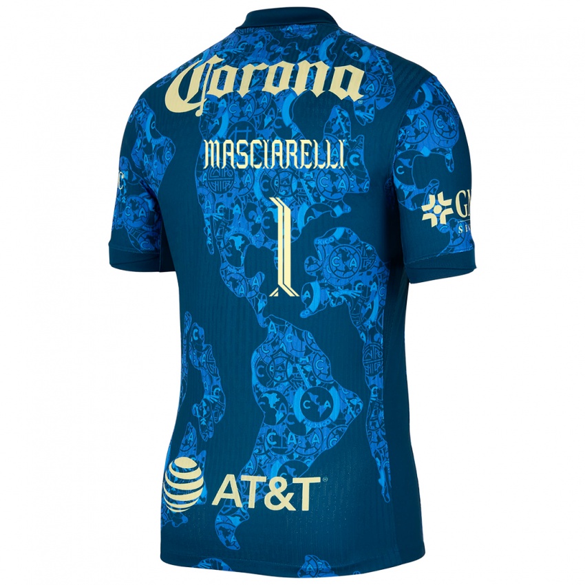 Hombre Camiseta Renata Masciarelli #1 Azul Amarillo 2ª Equipación 2024/25 La Camisa Chile