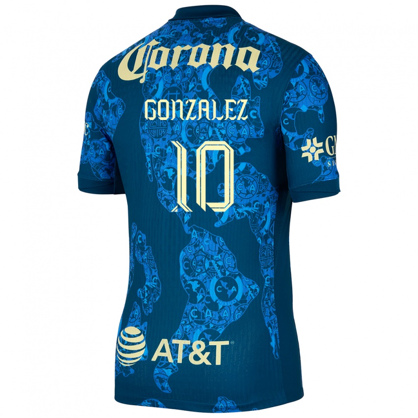 Hombre Camiseta Alison Gonzalez #10 Azul Amarillo 2ª Equipación 2024/25 La Camisa Chile