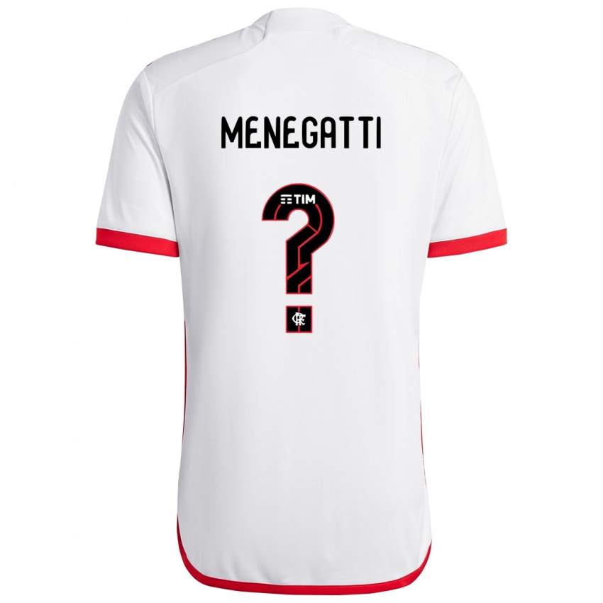 Hombre Camiseta Kauan Menegatti #0 Blanco Rojo 2ª Equipación 2024/25 La Camisa Chile