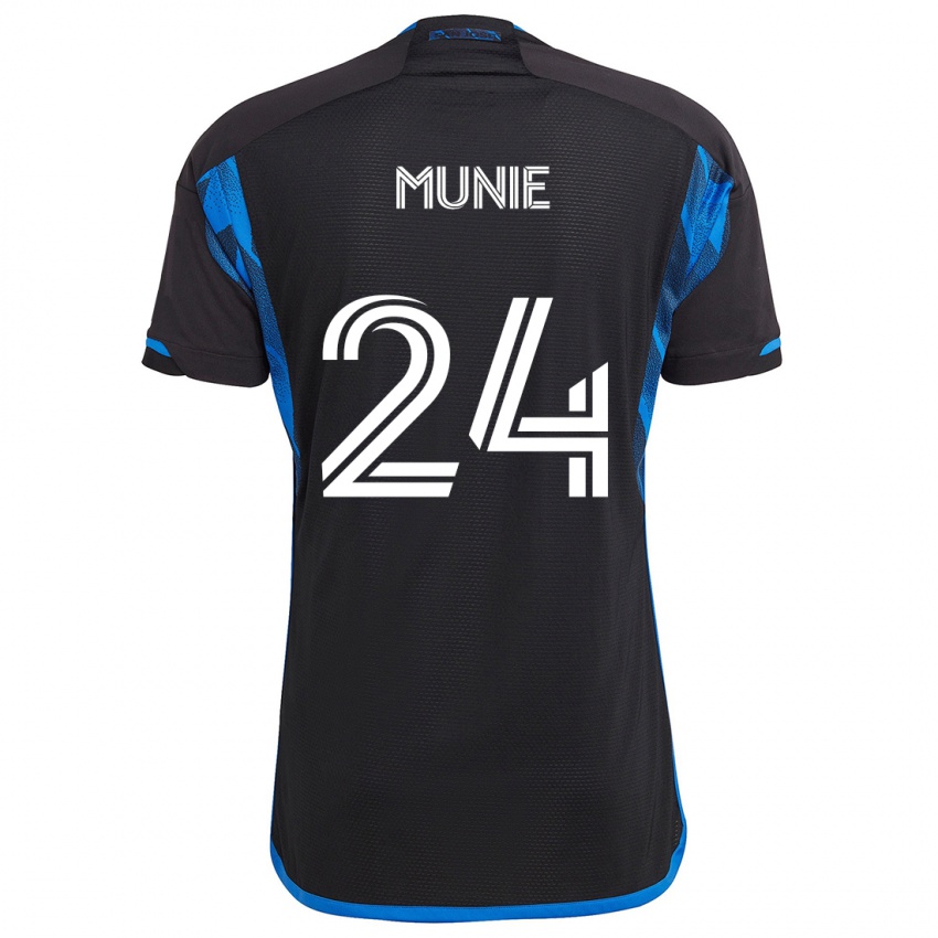 Mujer Camiseta Daniel Munie #24 Azul Negro 1ª Equipación 2024/25 La Camisa Chile