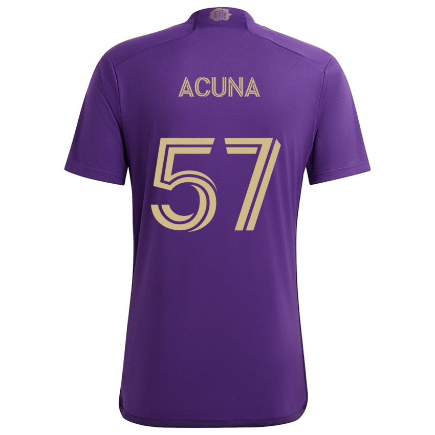 Mujer Camiseta Cristofer Acuña #57 Púrpura Amarillo 1ª Equipación 2024/25 La Camisa Chile