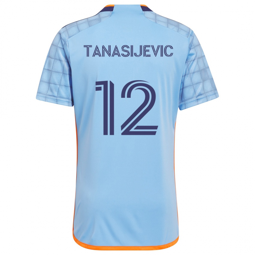 Mujer Camiseta Strahinja Tanasijevic #12 Azul Naranja 1ª Equipación 2024/25 La Camisa Chile