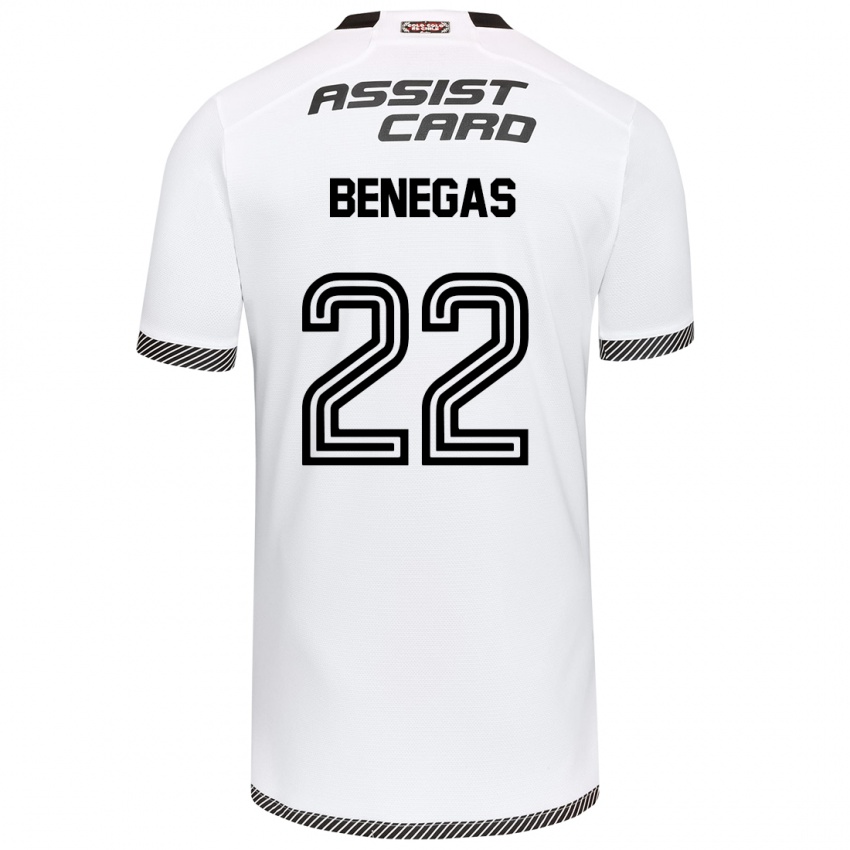 Mujer Camiseta Leandro Benegas #22 Blanco Negro 1ª Equipación 2024/25 La Camisa Chile