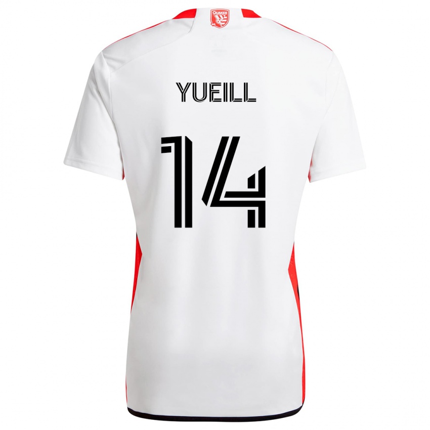 Mujer Camiseta Jackson Yueill #14 Blanco Rojo 2ª Equipación 2024/25 La Camisa Chile