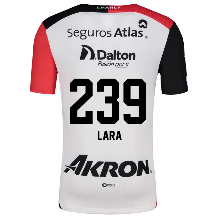 Mujer Camiseta Guadalupe Lara #239 Blanco Rojo Negro 2ª Equipación 2024/25 La Camisa Chile