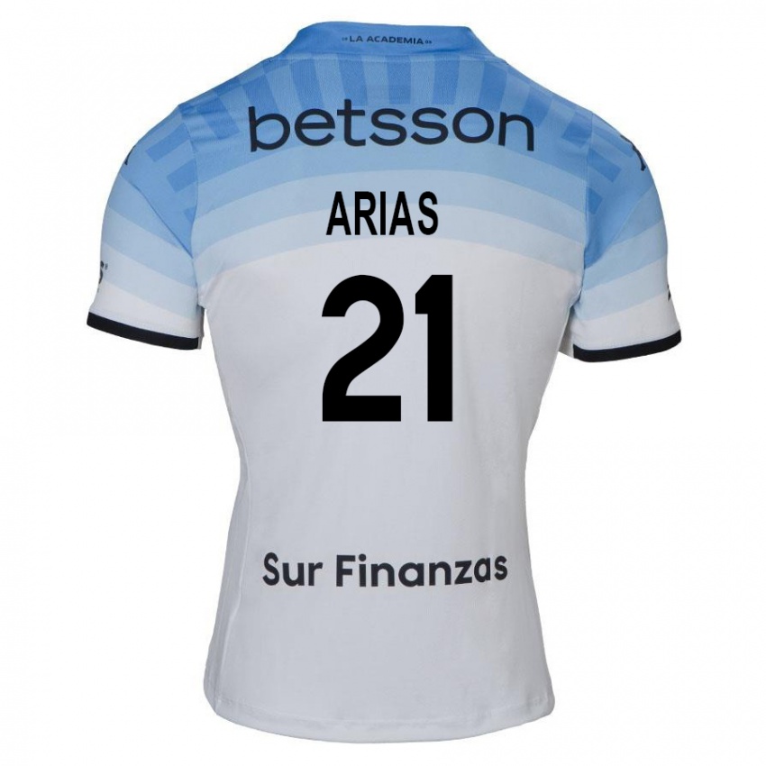 Mujer Camiseta Gabriel Arias #21 Blanco Azul Negro 2ª Equipación 2024/25 La Camisa Chile