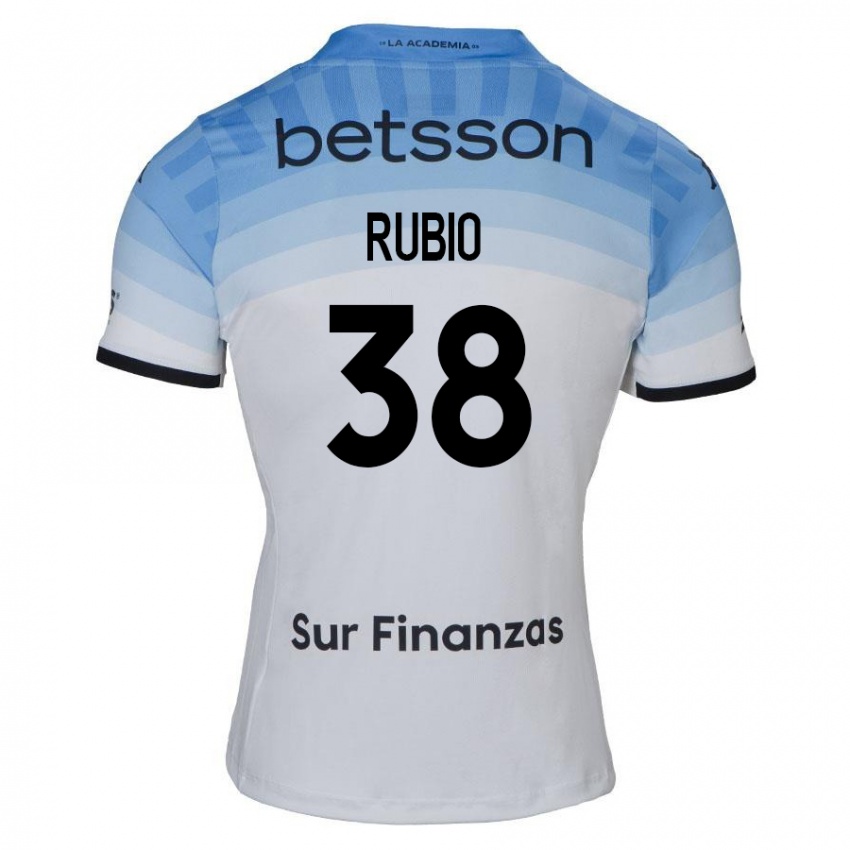 Mujer Camiseta Tobias Rubio #38 Blanco Azul Negro 2ª Equipación 2024/25 La Camisa Chile