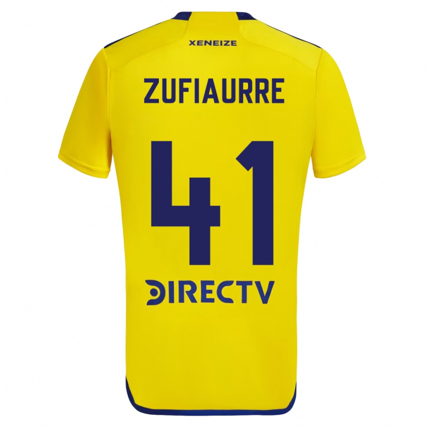 Mujer Camiseta Iker Zufiaurre #41 Amarillo Azul 2ª Equipación 2024/25 La Camisa Chile