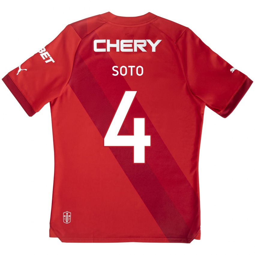 Mujer Camiseta Guillermo Soto #4 Rojo Blanco 2ª Equipación 2024/25 La Camisa Chile