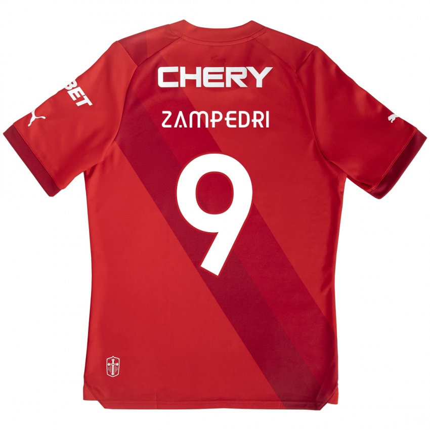 Mujer Camiseta Fernando Zampedri #9 Rojo Blanco 2ª Equipación 2024/25 La Camisa Chile