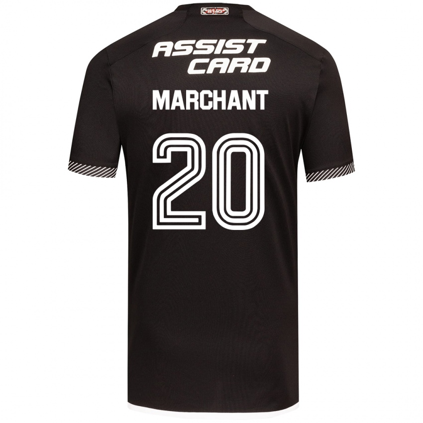 Mujer Camiseta Francisco Marchant #20 Blanco Negro 2ª Equipación 2024/25 La Camisa Chile