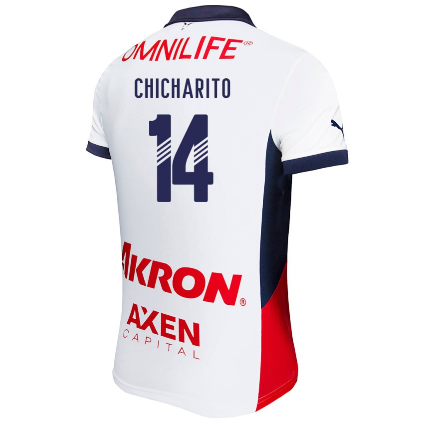 Mujer Camiseta Chicharito #14 Blanco Rojo Azul 2ª Equipación 2024/25 La Camisa Chile