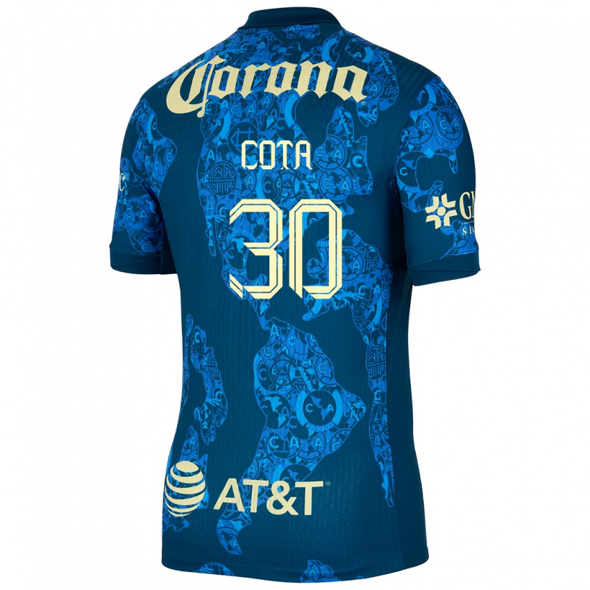 Mujer Camiseta Rodolfo Cota #30 Azul Amarillo 2ª Equipación 2024/25 La Camisa Chile