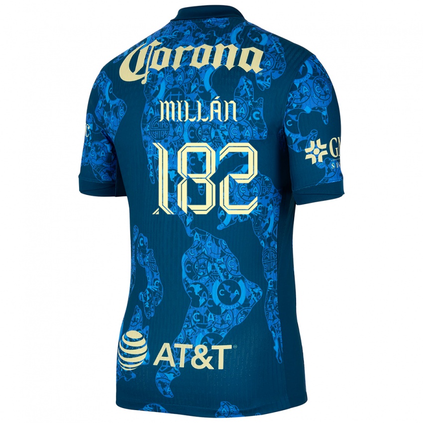 Mujer Camiseta Daniel Millán #182 Azul Amarillo 2ª Equipación 2024/25 La Camisa Chile