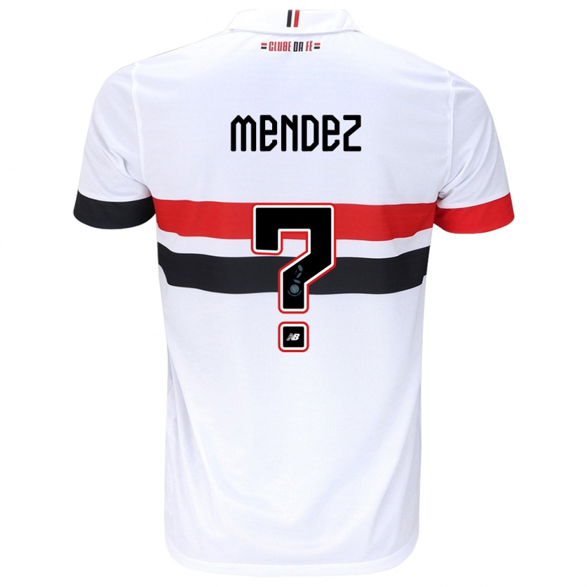 Niño Camiseta Jhegson Méndez #0 Blanco Rojo Negro 1ª Equipación 2024/25 La Camisa Chile