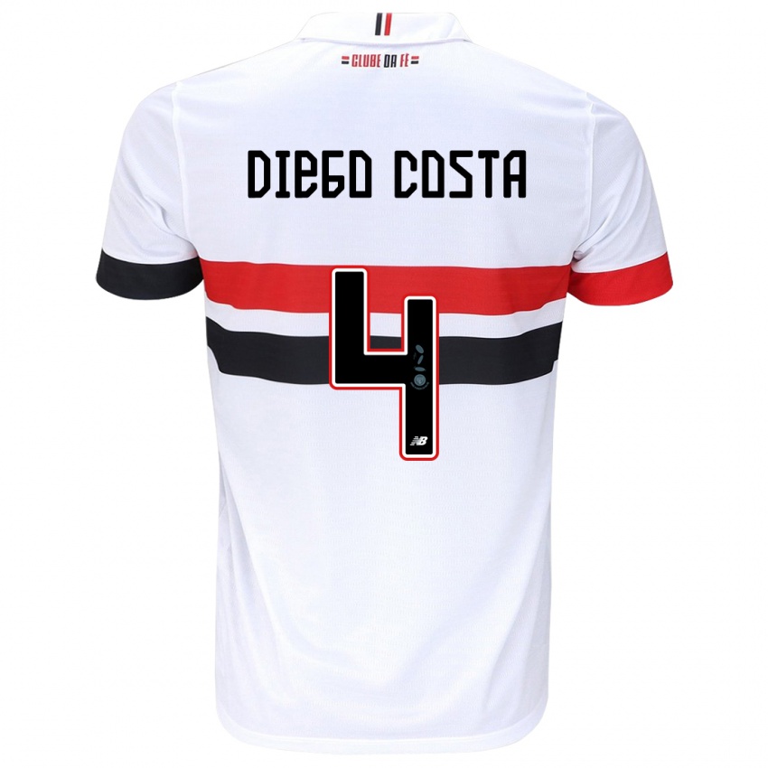 Niño Camiseta Diego Costa #4 Blanco Rojo Negro 1ª Equipación 2024/25 La Camisa Chile