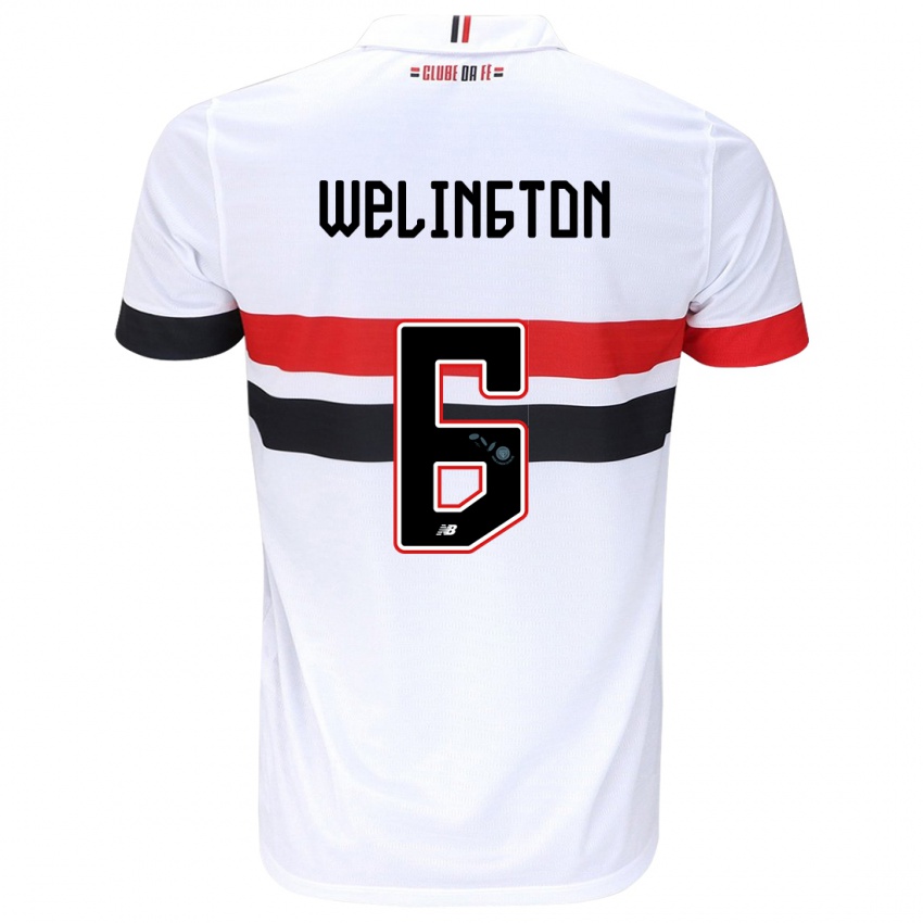 Niño Camiseta Welington #6 Blanco Rojo Negro 1ª Equipación 2024/25 La Camisa Chile