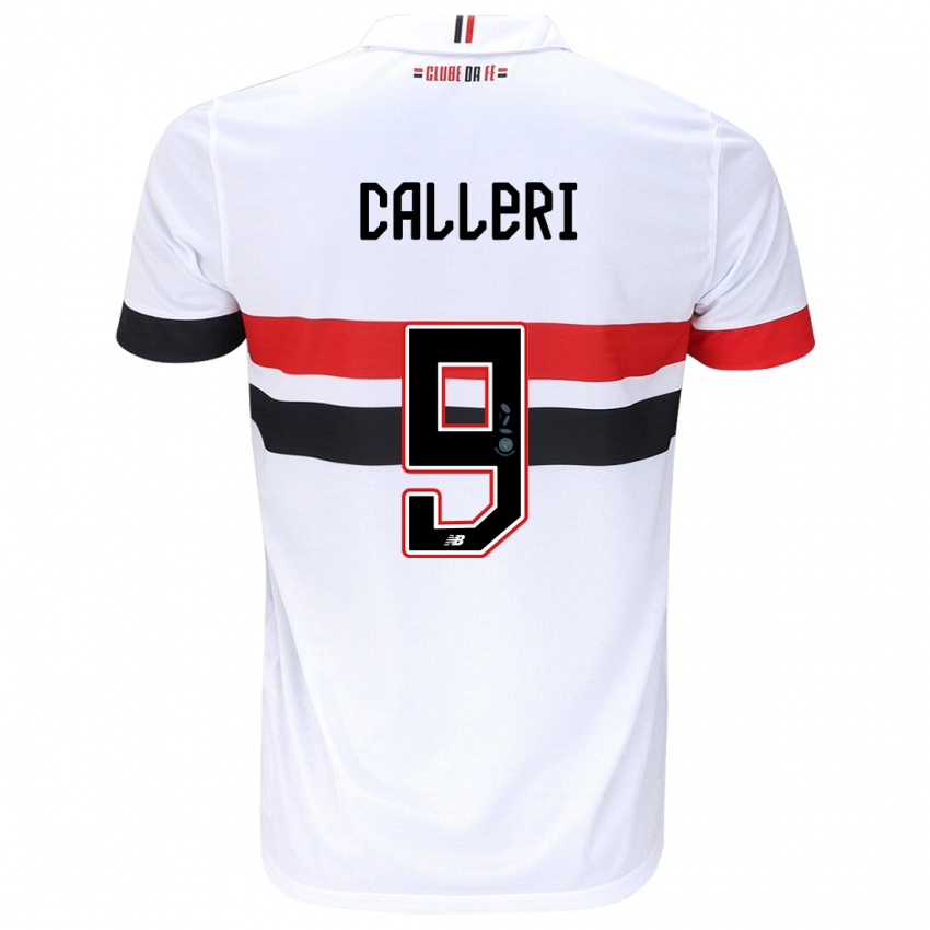 Niño Camiseta Jonathan Calleri #9 Blanco Rojo Negro 1ª Equipación 2024/25 La Camisa Chile