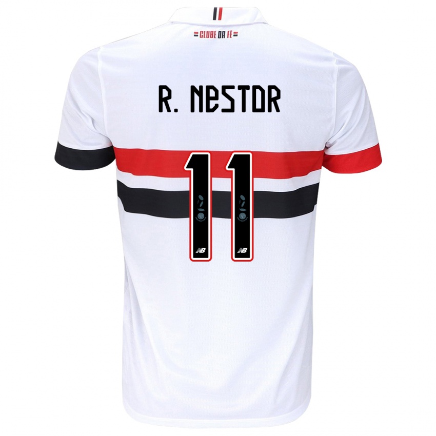 Niño Camiseta Rodrigo Nestor #11 Blanco Rojo Negro 1ª Equipación 2024/25 La Camisa Chile