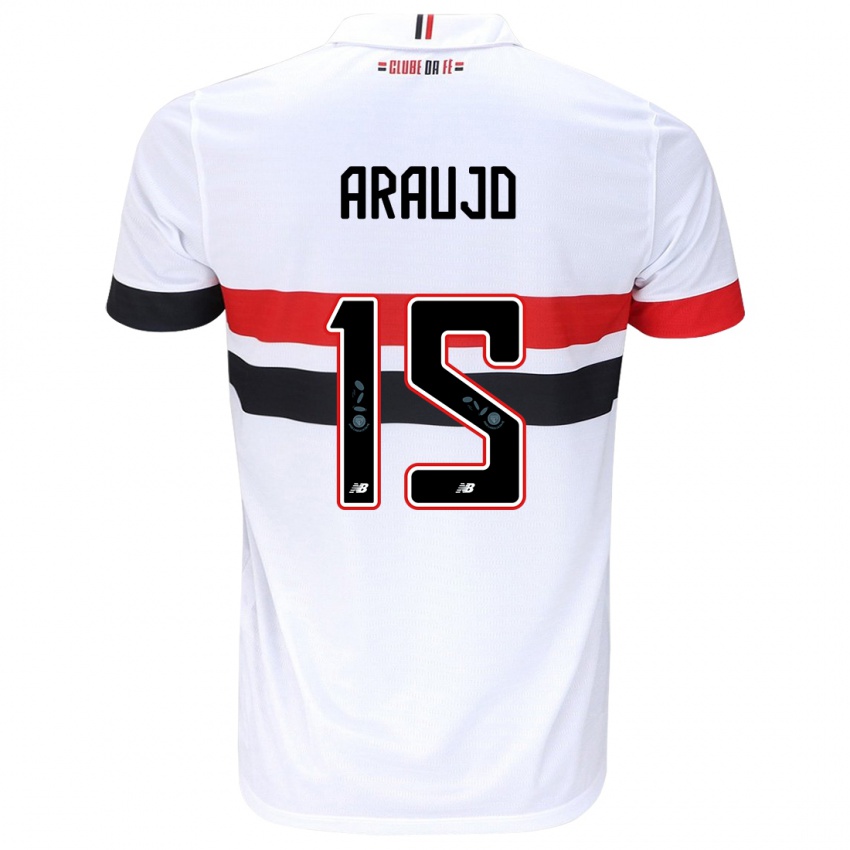 Niño Camiseta Michel Araújo #15 Blanco Rojo Negro 1ª Equipación 2024/25 La Camisa Chile