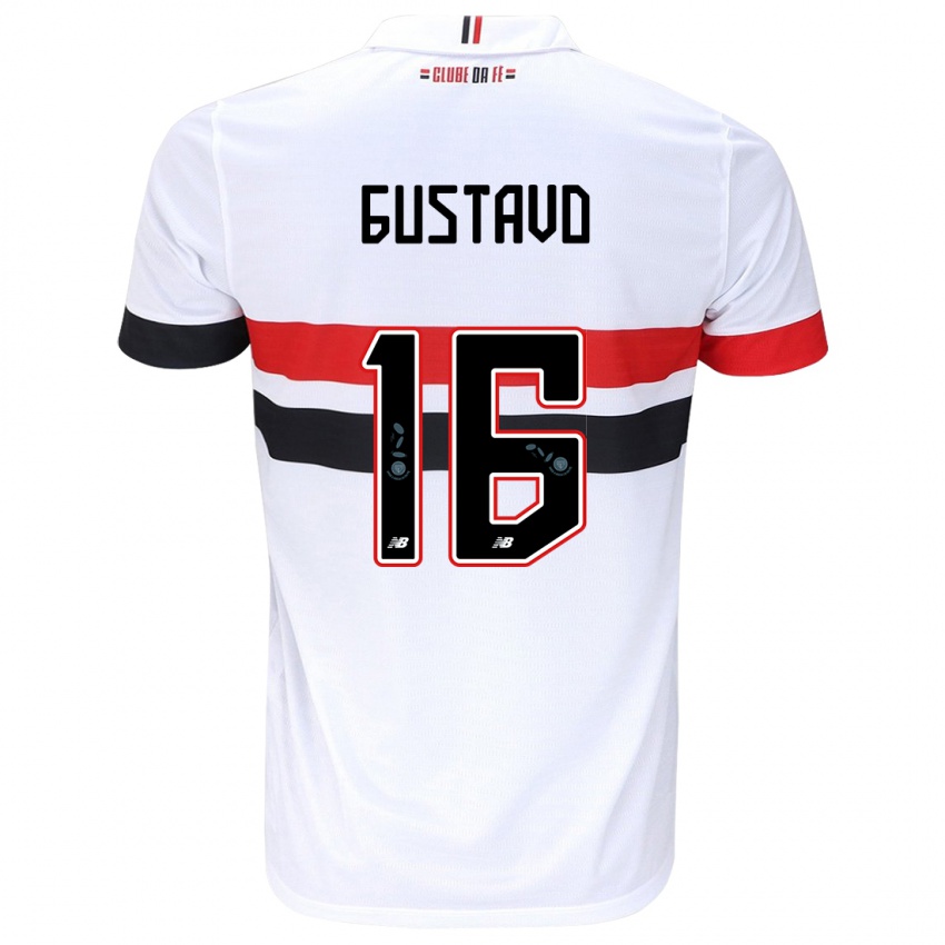 Niño Camiseta Luiz Gustavo #16 Blanco Rojo Negro 1ª Equipación 2024/25 La Camisa Chile