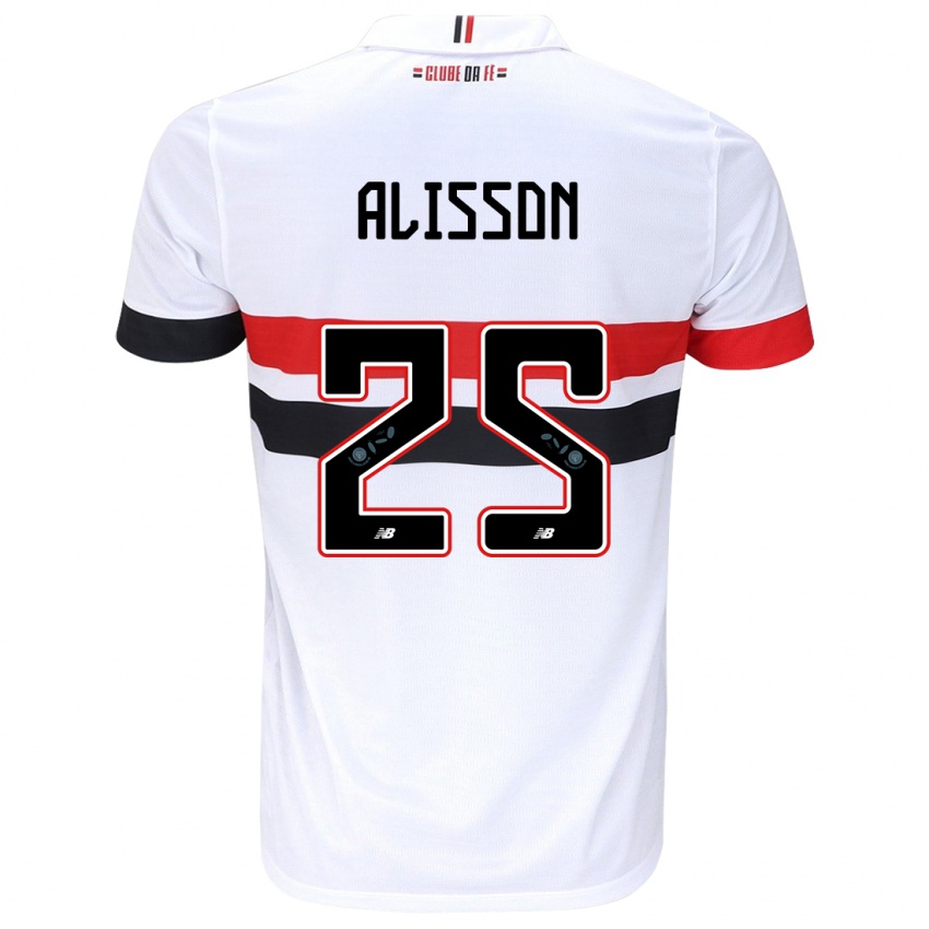 Niño Camiseta Alisson #25 Blanco Rojo Negro 1ª Equipación 2024/25 La Camisa Chile