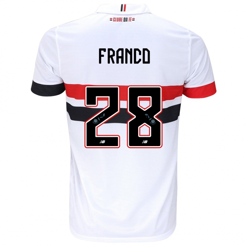 Niño Camiseta Alan Franco #28 Blanco Rojo Negro 1ª Equipación 2024/25 La Camisa Chile