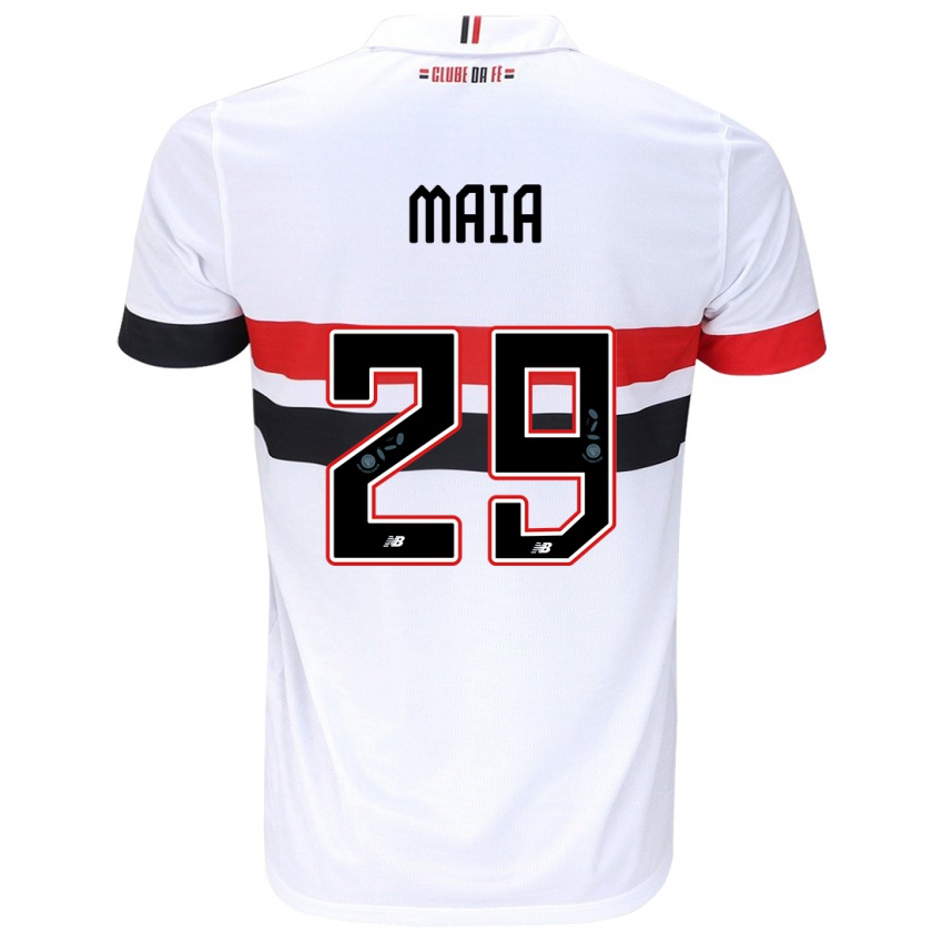 Niño Camiseta Pablo Maia #29 Blanco Rojo Negro 1ª Equipación 2024/25 La Camisa Chile