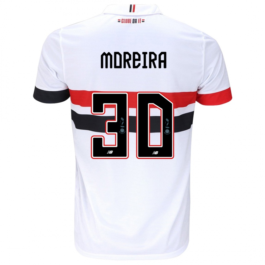 Niño Camiseta João Moreira #30 Blanco Rojo Negro 1ª Equipación 2024/25 La Camisa Chile