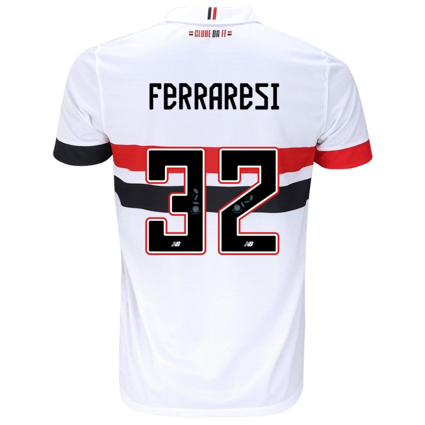 Niño Camiseta Nahuel Ferraresi #32 Blanco Rojo Negro 1ª Equipación 2024/25 La Camisa Chile