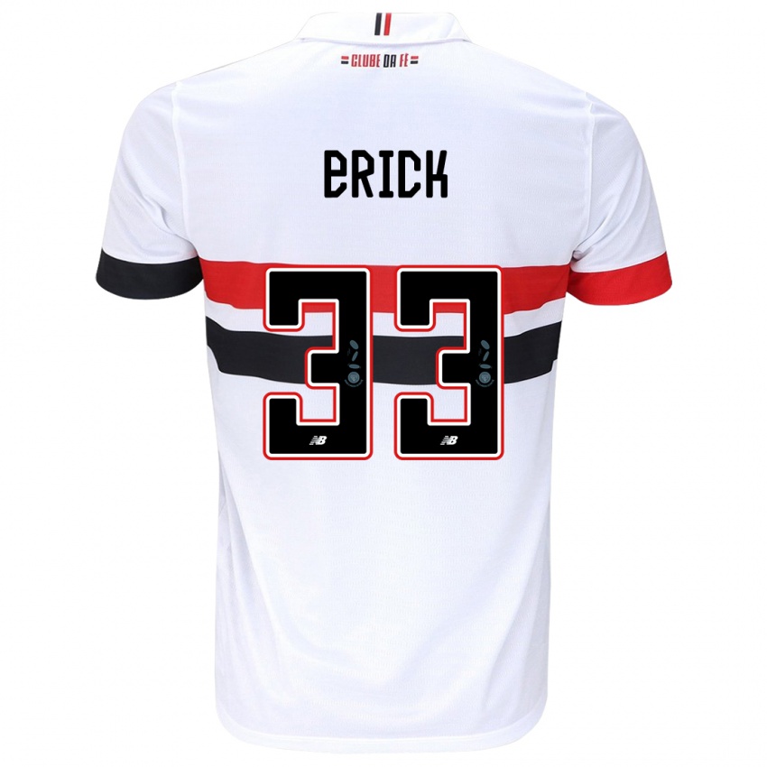 Niño Camiseta Erick #33 Blanco Rojo Negro 1ª Equipación 2024/25 La Camisa Chile