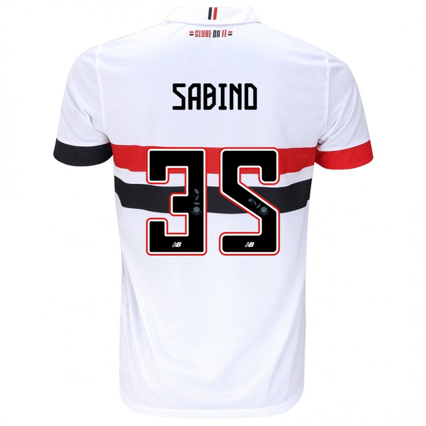 Niño Camiseta Sabino #35 Blanco Rojo Negro 1ª Equipación 2024/25 La Camisa Chile