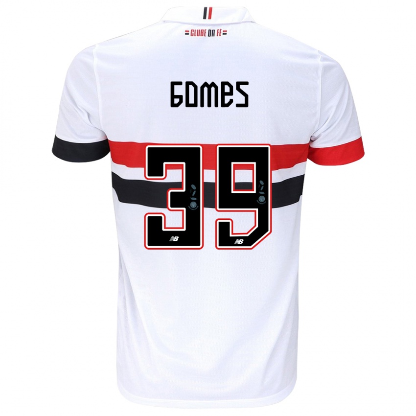 Niño Camiseta William Gomes #39 Blanco Rojo Negro 1ª Equipación 2024/25 La Camisa Chile