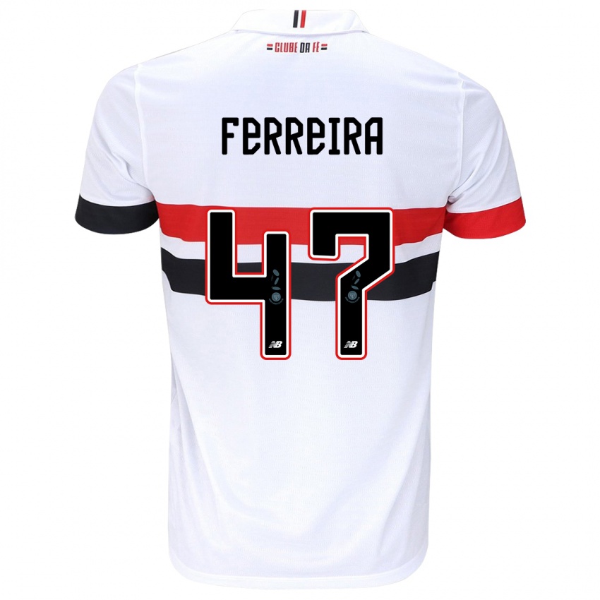 Niño Camiseta Ferreira #47 Blanco Rojo Negro 1ª Equipación 2024/25 La Camisa Chile