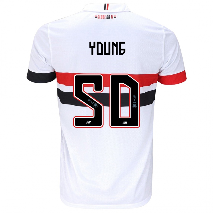 Niño Camiseta Young #50 Blanco Rojo Negro 1ª Equipación 2024/25 La Camisa Chile