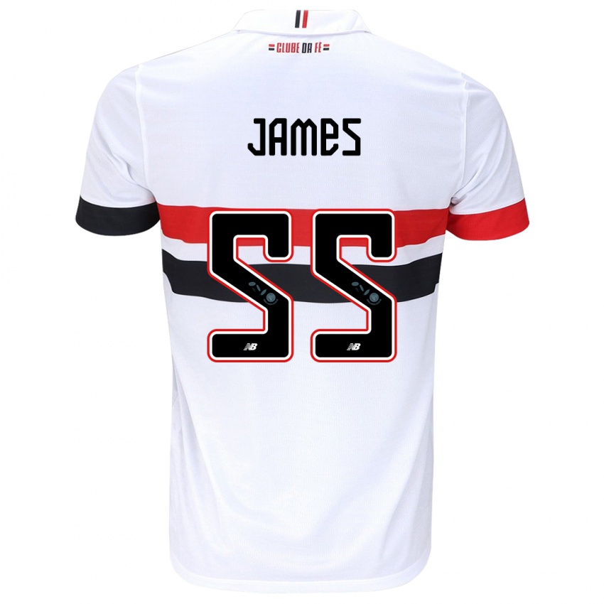 Niño Camiseta James Rodríguez #55 Blanco Rojo Negro 1ª Equipación 2024/25 La Camisa Chile