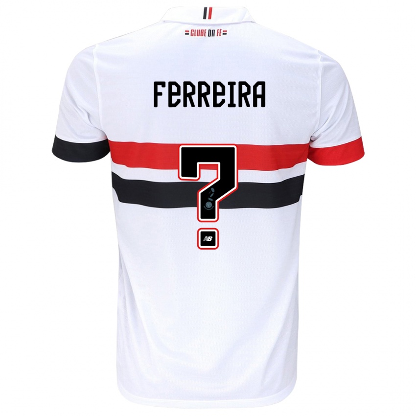 Niño Camiseta Lucas Ferreira #0 Blanco Rojo Negro 1ª Equipación 2024/25 La Camisa Chile